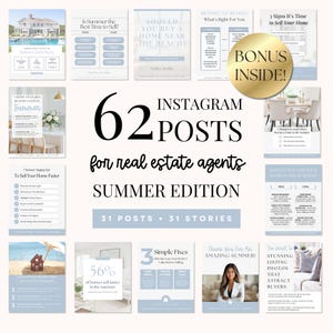 Editable Summer Real Estate Marketing Instagram Templates Realtor Social Media for Seasonal Posts Open House Listings and Summer Branding