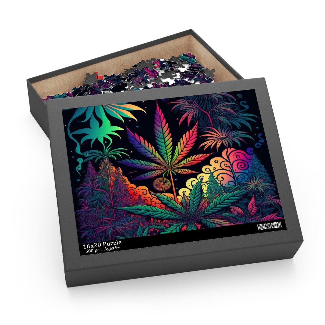 Marijuana Riddle Psychedelic Cannabis Jigsaw Puzzle Game Weed 420 Marijuana Stoner Gift ...