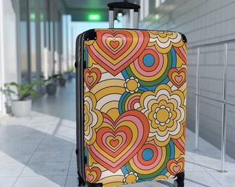 Boho Retro Hippie Cute Matching Travel Luggage, Unique Art  Matching Travel Suitcases, Carry On Luggage, Suitcase Carry-On, Luggage 3 Sizes