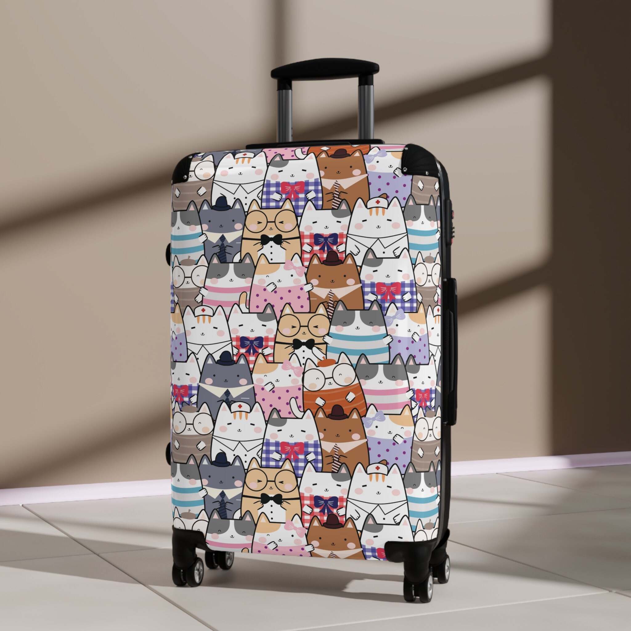 Cute Kawaii Cats Matching Luggage Sets, Small Carry On Suitcase, Medium, Large Personal Family Travel Suitcase