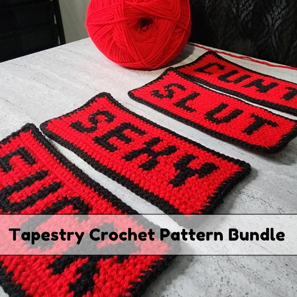 Häkelanleitung für Tapisserie: Obszöne Worte (PDF)