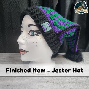 Crocheted Jester Hat | With Faux Far PomPoms (Finished Item)