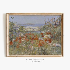 Wildflowers by the Sea Print Digital Download | Country Cottage Art | Spring Floral Artwork | Vintage Farmhouse Decor| EA VİNTAGE | EA-4