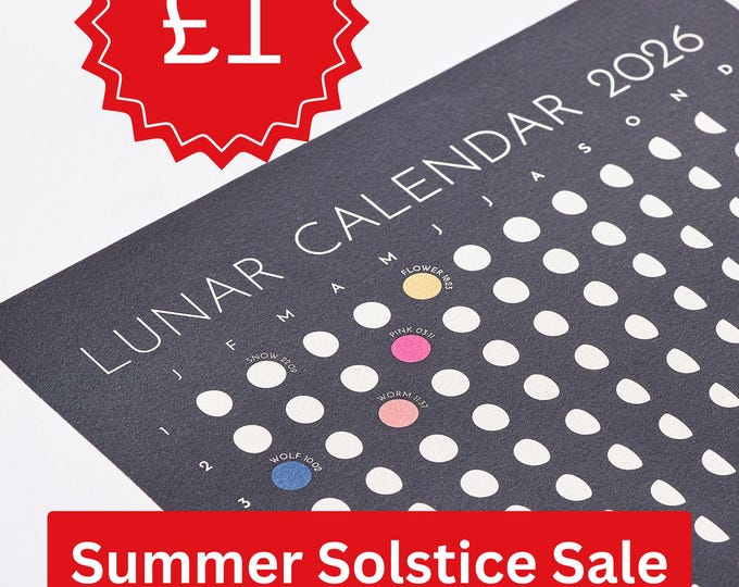 2026 Moon Phase Calendar Print with Full Moon Times