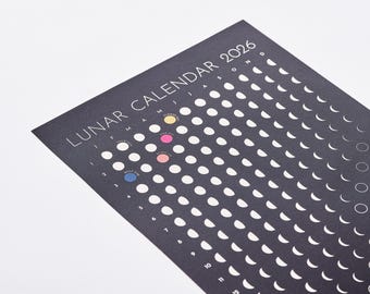2026 Moon Phase Calendar Print with Full Moon Times
