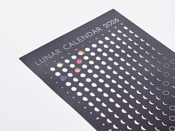2026 Moon Phase Calendar Print With Full Moon Times - Etsy