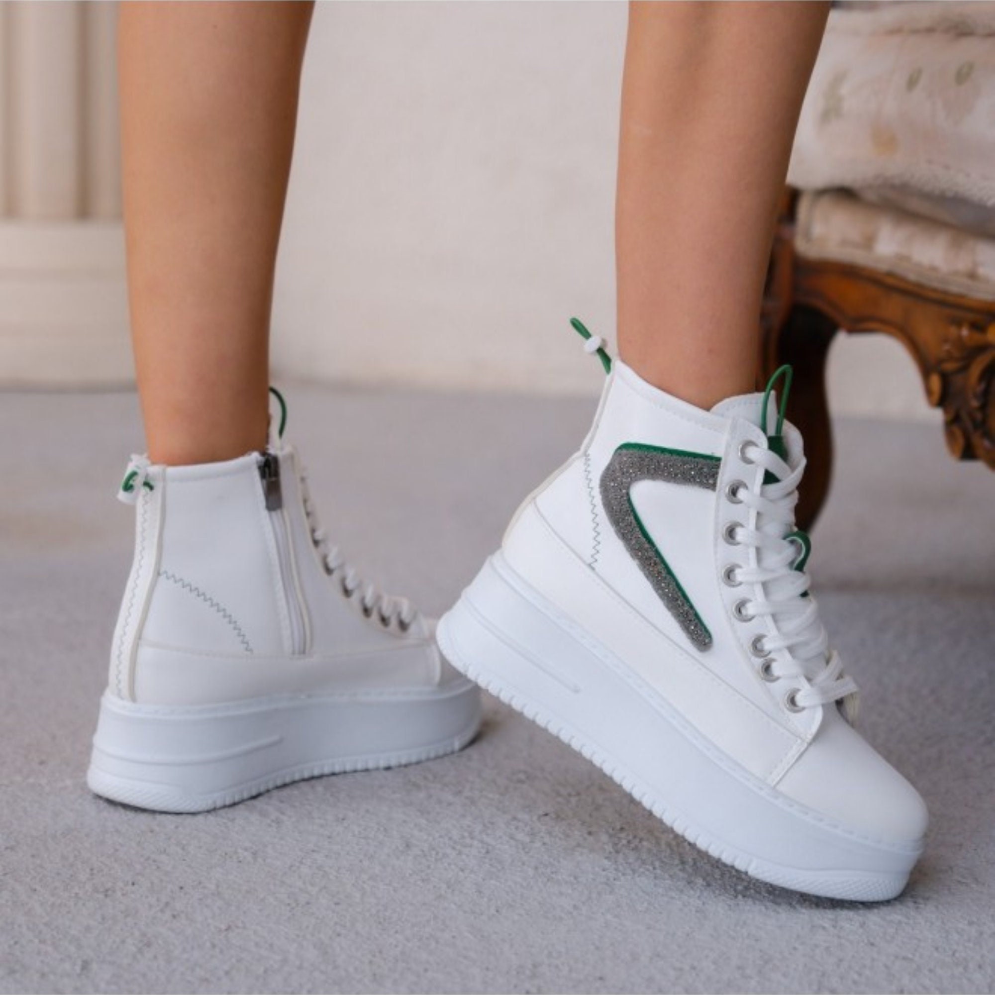 Neon outlet wedge sneakers
