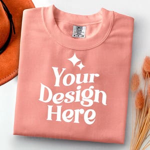 Comfort Colors 1717 peachy Adult Heavyweight RS T-Shirt mockup Comfort Colors mockup Short Sleeve Shirt flat lay mockup