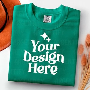Comfort Colors 1717 island green Adult Heavyweight RS T-Shirt mockup Comfort Colors mockup Short Sleeve Shirt flat lay mockup