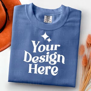 Comfort Colors 1717 ocean Adult Heavyweight RS T-Shirt mockup Comfort Colors mockup Short Sleeve Shirt flat lay mockup