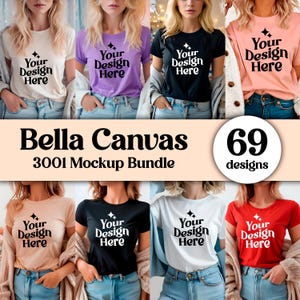 69x Bella Canvas 3001 T-Shirt Mockups Bundle Herbst Kollektion Modell Neutral Lässig Einfach Bella Canvas T-Shirt Mockups JPEG Digital Download