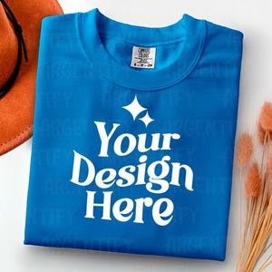 Comfort Colors 1717 sapphire  Adult Heavyweight RS T-Shirt mockup Comfort Colors mockup Short Sleeve Shirt flat lay mockup