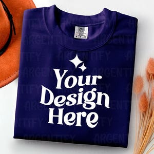Comfort Colors 1717 grape Adult Heavyweight RS T-Shirt mockup Comfort Colors mockup Short Sleeve Shirt flat lay mockup