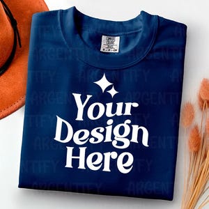 Comfort Colors 1717 midnight Adult Heavyweight RS T-Shirt mockup Comfort Colors mockup Short Sleeve Shirt flat lay mockup