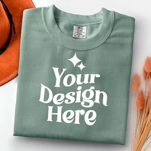 Comfort Colors 1717 bay Adult Heavyweight RS T-Shirt mockup Comfort Colors mockup Short Sleeve Shirt flat lay mockup