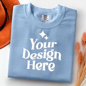 Comfort Colors 1717 hydrangea Adult Heavyweight RS T-Shirt mockup Comfort Colors mockup Short Sleeve Shirt flat lay mockup