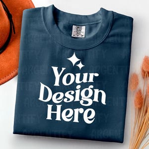 Comfort Colors 1717 denim Adult Heavyweight RS T-Shirt mockup Comfort Colors mockup Short Sleeve Shirt flat lay mockup