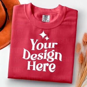 Comfort Colors 1717 Brickred Adult Heavyweight RS T-Shirt mockup Comfort Colors mockup Short Sleeve Shirt flat lay mockup