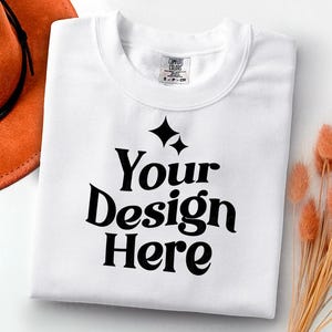Comfort Colors 1717 weiß Erwachsenes Schwergewicht RS T-Shirt Mockup Comfort Colors Mockup Kurzarm-Shirt flach liegend