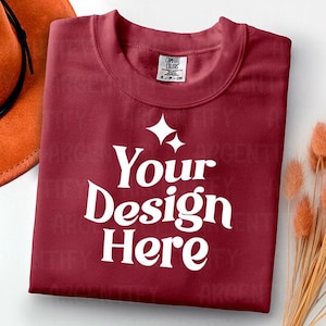 Comfort Colors 1717 chili Adult Heavyweight RS T-Shirt mockup Comfort Colors mockup Short Sleeve Shirt flat lay mockup
