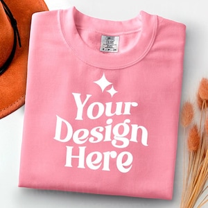 Comfort Colors 1717 hibiscus Adult Heavyweight RS T-Shirt mockup Comfort Colors mockup Short Sleeve Shirt flat lay mockup