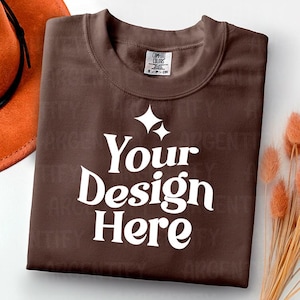 Comfort Colors 1717 umber Adult Heavyweight RS T-Shirt mockup Comfort Colors mockup Short Sleeve Shirt flat lay mockup