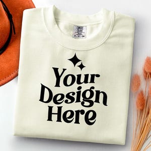 Comfort Colors 1717 ivory Adult Heavyweight RS T-Shirt mockup Comfort Colors mockup Short Sleeve Shirt flat lay mockup