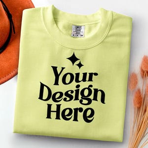Comfort Colors 1717 neon lemon Adult Heavyweight RS T-Shirt mockup Comfort Colors mockup Short Sleeve Shirt flat lay mockup