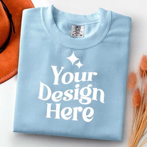 Comfort Colors 1717 chambray Adult Heavyweight RS T-Shirt mockup Comfort Colors mockup Short Sleeve Shirt flat lay mockup