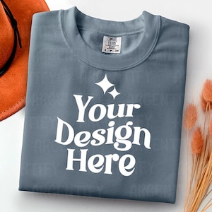 Comfort Colors 1717 granite Adult Heavyweight RS T-Shirt mockup Comfort Colors mockup Short Sleeve Shirt flat lay mockup