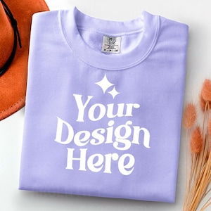 Comfort Colors 1717 periwinkle Adult Heavyweight RS T-Shirt mockup Comfort Colors mockup Short Sleeve Shirt flat lay mockup