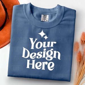 Comfort Colors 1717 bluejean Adult Heavyweight RS T-Shirt mockup Comfort Colors mockup Short Sleeve Shirt flat lay mockup