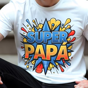 Super Papai PNG, Presente Dia do Pai, Clipart de Super Pai, Dia dos Pais PNG, Arte de Pai em Quadrinhos, Design de Camiseta Papai, Sublimação de Padrinho