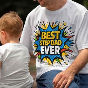 Beste stiefvader ooit png, stiefvader cadeau png, superheld vader png, bonus vader shirtontwerp, vaderdag stiefvader clipart