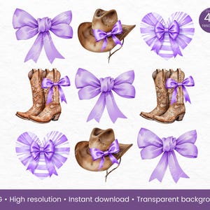 Purple Coquette Bows PNG, Western Cowgirl Boot, Vintage Cowgirl, Cute Cowgirl Clipart, Coquette Png Designs, Western Cowgirl Boot