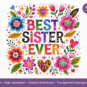 Mejor hermana del mundo PNG, vaso de sublimación para hermanas, clipart de hermana talentosa, diseño de camiseta para mejores amigas, taza linda para hermanas PNG, archivo de impresión DTF