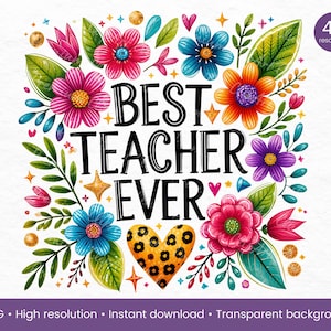 Bester Lehrer aller Zeiten PNG, Florales Lehrerdesign, Lehrer Pflanzensamen, Erzieher Wertschätzung Clipart, Lehrer Clipart PNG, Wertschätzender Lehrer