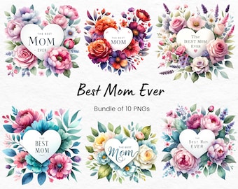 Mejor mamá de todos los tiempos png, imágenes prediseñadas del día de las madres, paquete del día de las madres, mamá png floral, mamá floral png, imágenes prediseñadas florales del día de las madres, mamá floral png