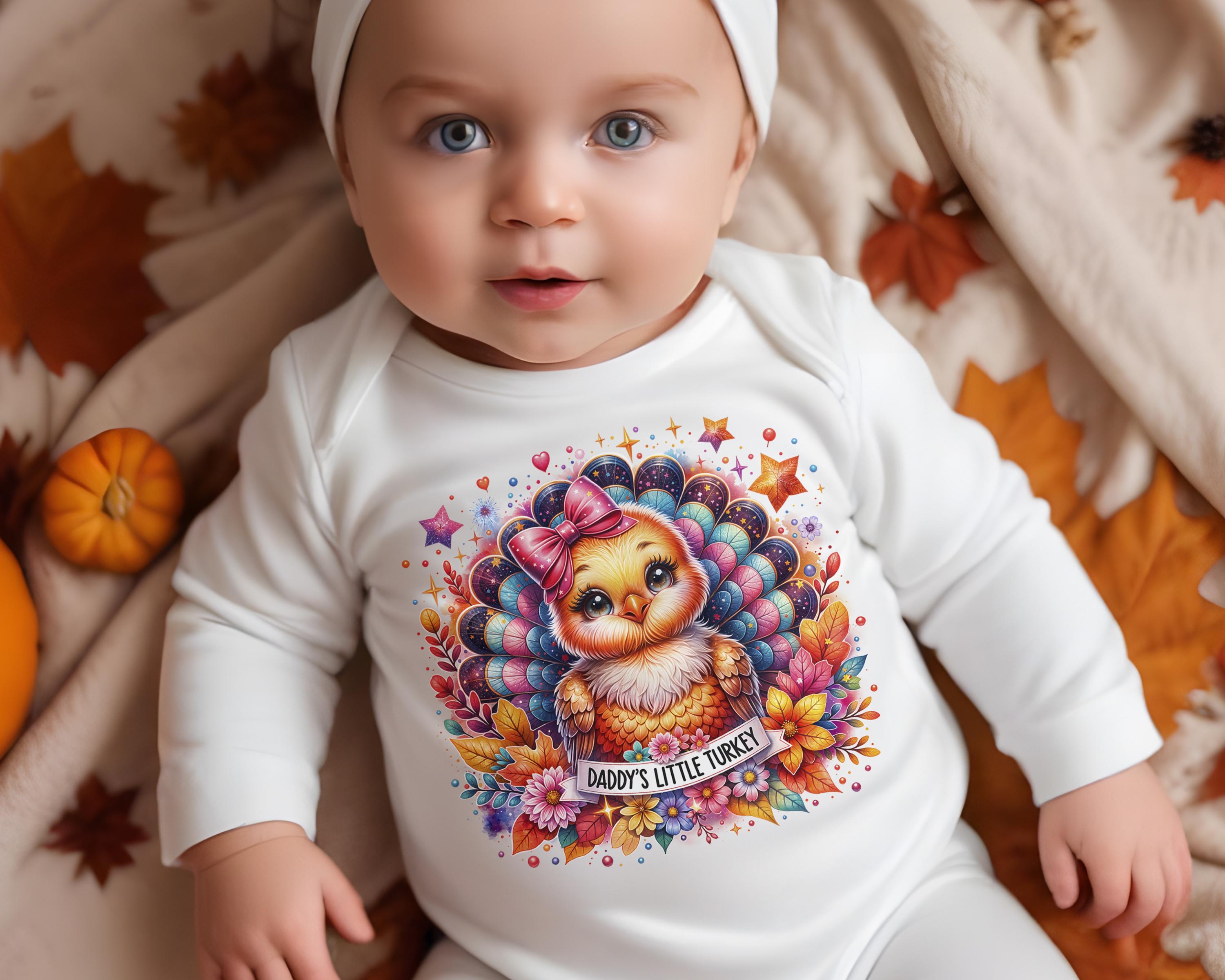 Daddy's Little Turkey Outfit Newborn Dress 18 Month Thanksgiving Outfit  Girl Thanksgiving