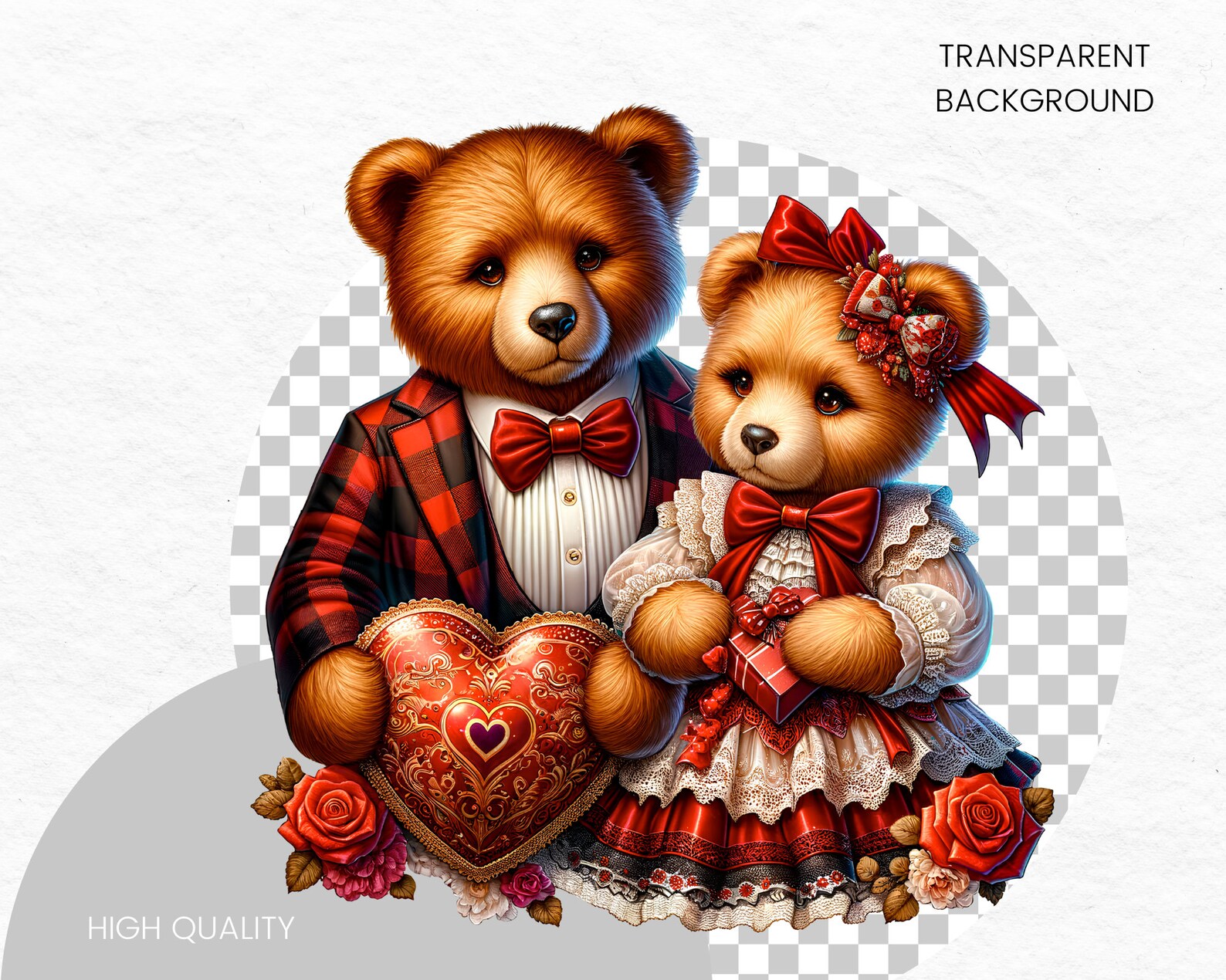 Watercolor Teddy Bears Couple Clipart 11 PNG Valentines Day Clipart ...