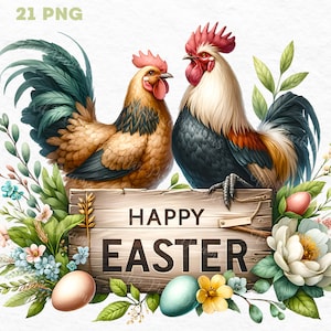 Pâques animaux Clipart ensemble, 21 fichiers PNG, Western Easter PNG, Joyeuses Pâques jour PNG, Bundle PNG printemps, Easterpng, Pâques Bundle