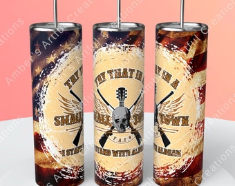 Essayez cela dans une petite ville-skull-guitar-guns- Aldean-Jason - Gobelet sublimé en acier inoxydable (20 oz)