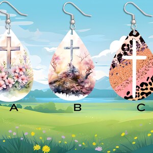 Spring Cross Teardrop Earrings, Faith