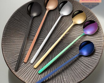 Stainless Steel Long Handle Tea Coffee Spoon, Dessert Spoon For Home, Stirring for Coffee Tea, Coffee Drinkware Accessories, Cute Spoon