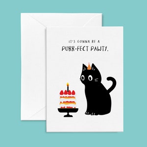 carte d'anniversaire de chat | de chat noir | Cartes d'anniversaire de chat noir | cartes postales pour les amoureux des chats | Cartes pour personne chat | Cartes pour enfants chats