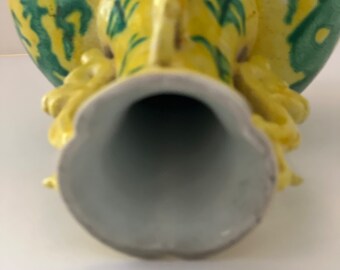 A Chinese Yellow Green Dragon Vase Underglaze Blue Marked