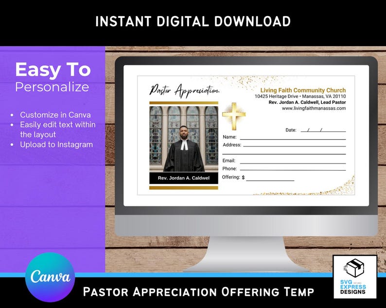 Pastor Offering Black and Gold Pastor Appreciation Offering Envelopes Template | Canva ...