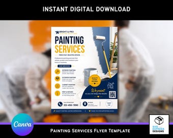 Flyer voor schildersdiensten | Sjabloon voor een flyer voor schildersdiensten | Flyer voor huisschilders | Marketingflyer voor schilders | Bewerkbaar Canva-sjabloon