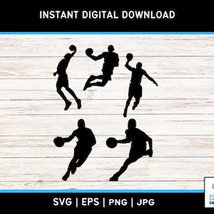 Basketball Players SVG, Slam Dunk Silhouette, Sport Clipart. Digitaler Download für Cricut, Silhouette, SVG & PNG