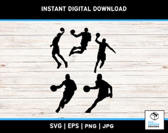 Basketbalspeler silhouetten SVG, Slam Dunk-illustraties (digitale download)